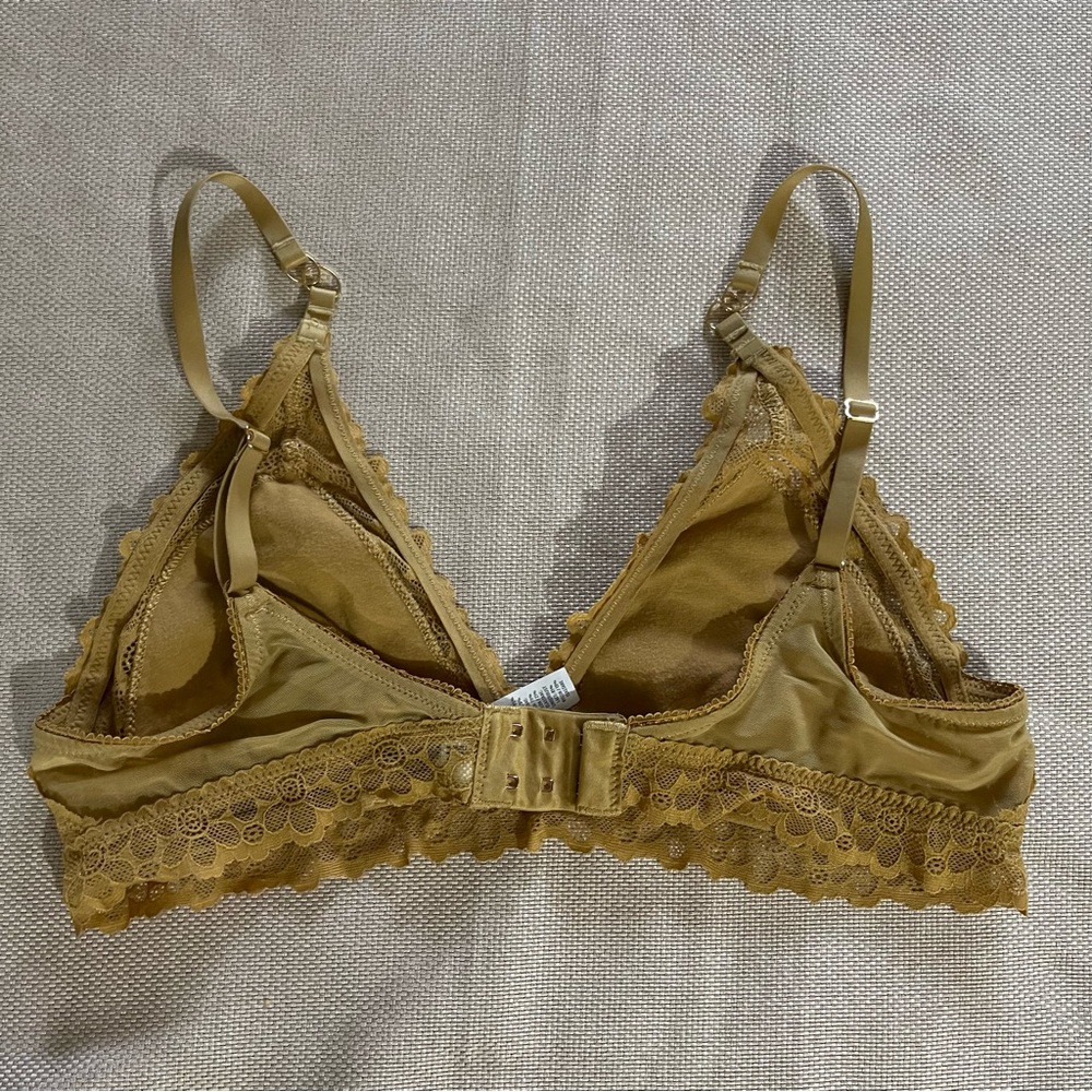 Aerie Yellow Lace Bralette with Adjustable Straps Wireless Bra Triangle Bra Boho - Picture 2 of 7